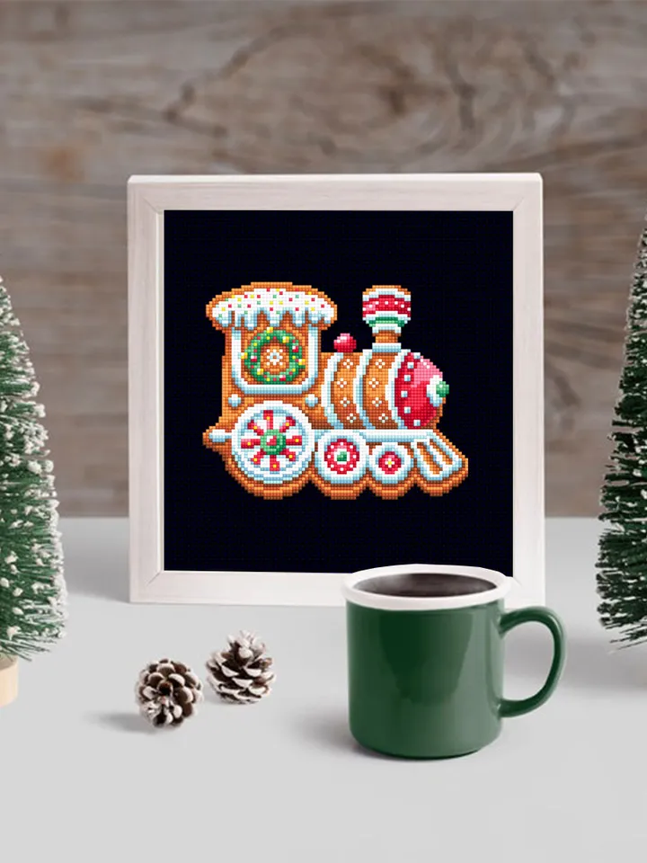Christmas train cross stitch pattern download PDF Gingerbread cross stitch chart, Christmas pattern digital PDF, Gingerbread decor #N140