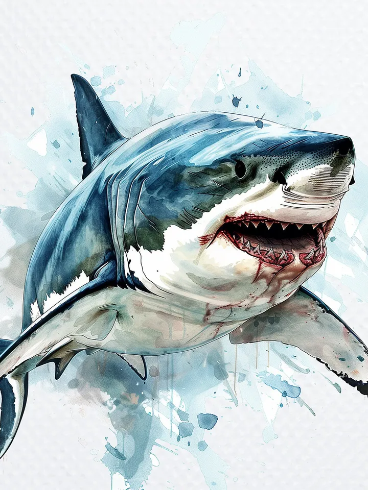 10 PNG Angry Shark Bundle, Watercolor White Shark Clipart, Printable Angry Shark images for sublimation, Paper craft, junk journal