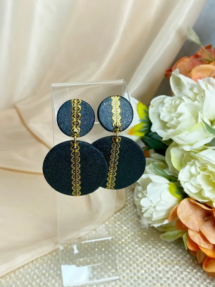 Handmade matte black earrings.Handmade jewelry. Designer earrings.