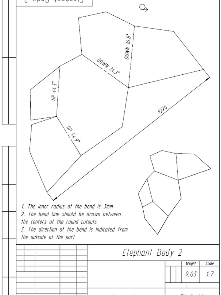 Welding Project Plans Drawings Elephant (DXF, PDF)