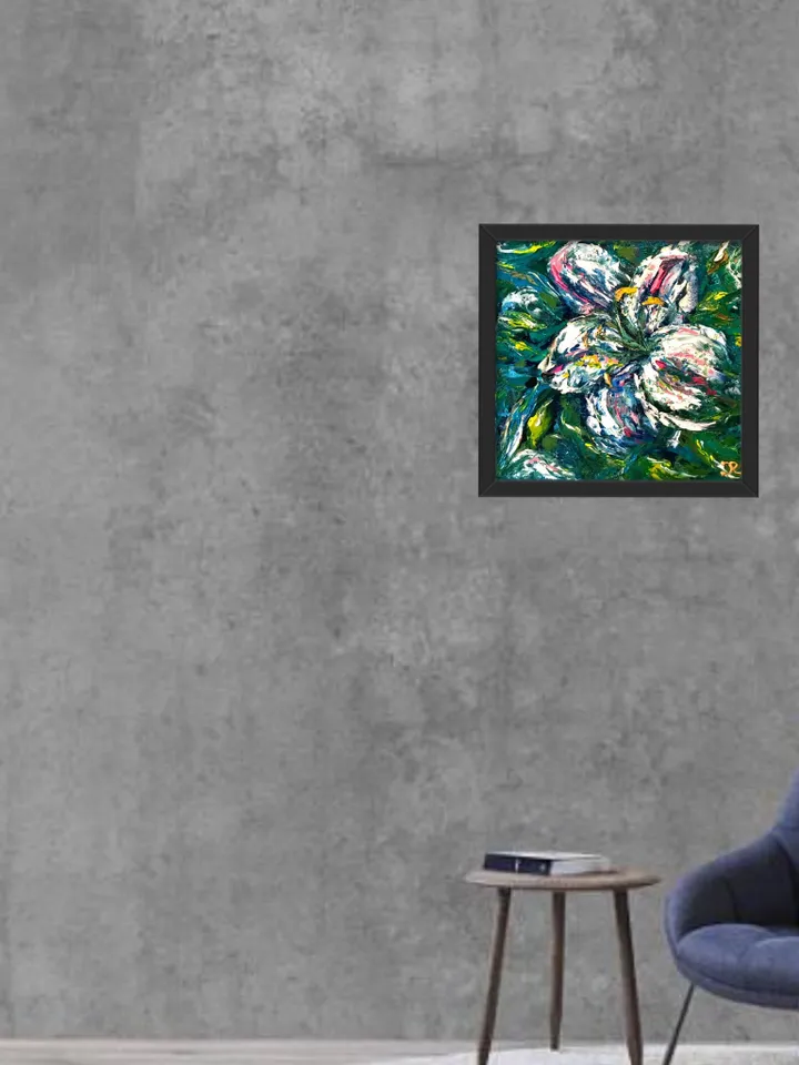 Lilies original oil painting on stretched canvas , flowers impasto painting ,home decoration made to order.
