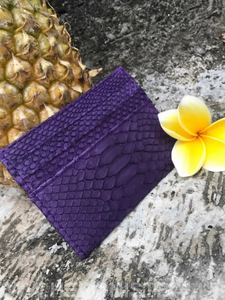 Genuine python skin creditcards holder | business cads holder violet snake colour unisex wallet small | gift idea exotic python skin leather