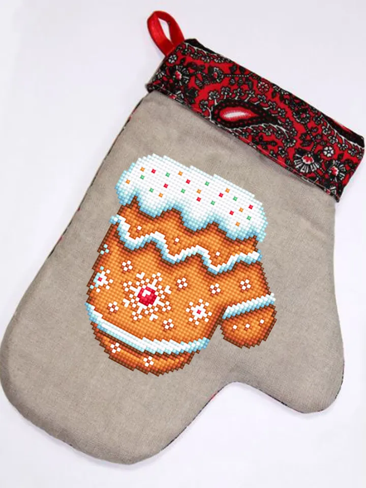 Christmas mitten gingerbread cross stitch pattern download PDF, Christmas gingerbread decor, Small Christmas pattern digital PDF #N141