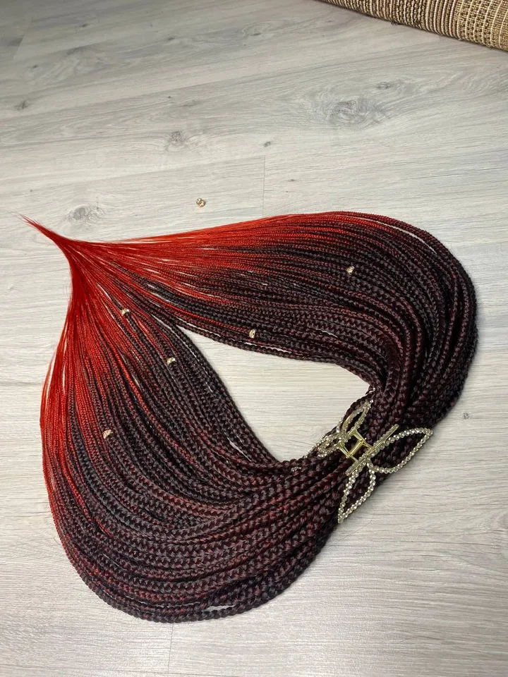 Red Braids hair extensions. DE braids full set of 50 braids. Ombre synthetic Braids. Trending now hair extensions.