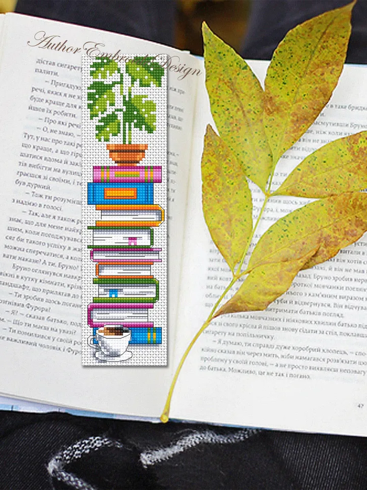 Monstera bookmark cross stitch pattern PDF download Monstera plant cross stitch chart, Bookmark pattern digital PDF, Book lover gift #B336