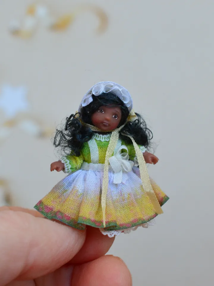 Miniature doll in 24th scales. Handmade doll toy. Miniature for dollhouse.