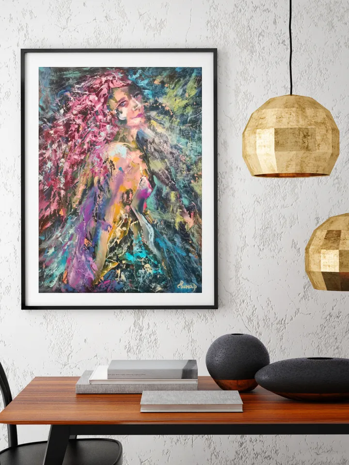 Nude Dream art Abstract Angel Girl Art Original Oil Painting Artist Svinar Oksan