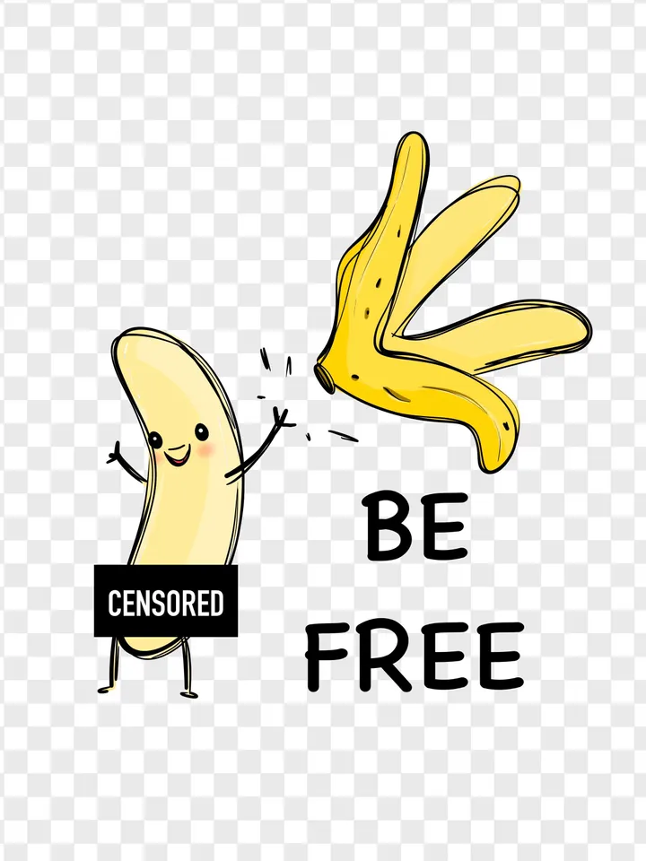 Banana sublimation design PNG clipart, Funny tshirt design, Be free PNG clipart, Be free sublimation design, Be free tshirt design