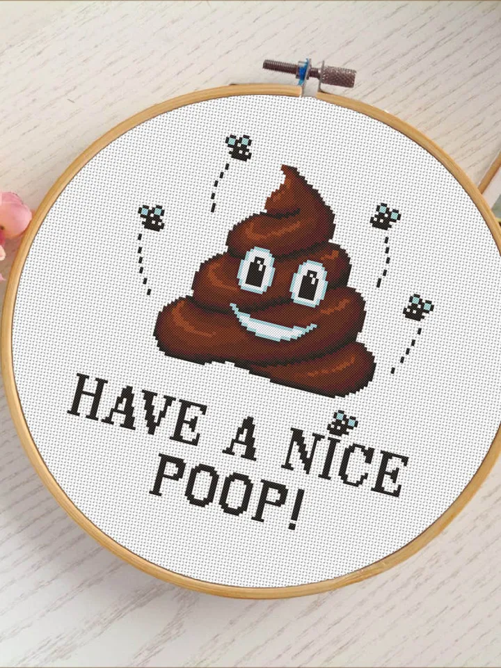 Poop emoji cross stitch pattern Have a nice poop Instant download PDF, Funny cross stitch quote, Kawaii cross stitch chart, Home decor #Q5