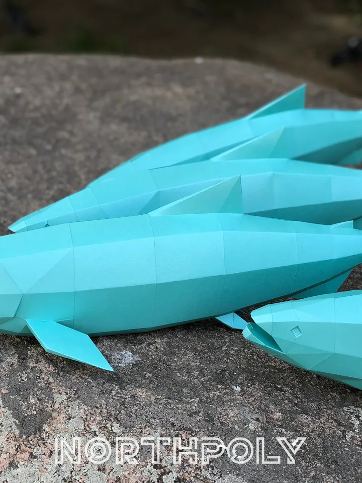 Salmon Papercraft, Fish, Digital Template, PDF Download, Gurko, 3D Low Poly, Pepakura, Origami Sculpture, Paper Party Decoration, DIY Gift