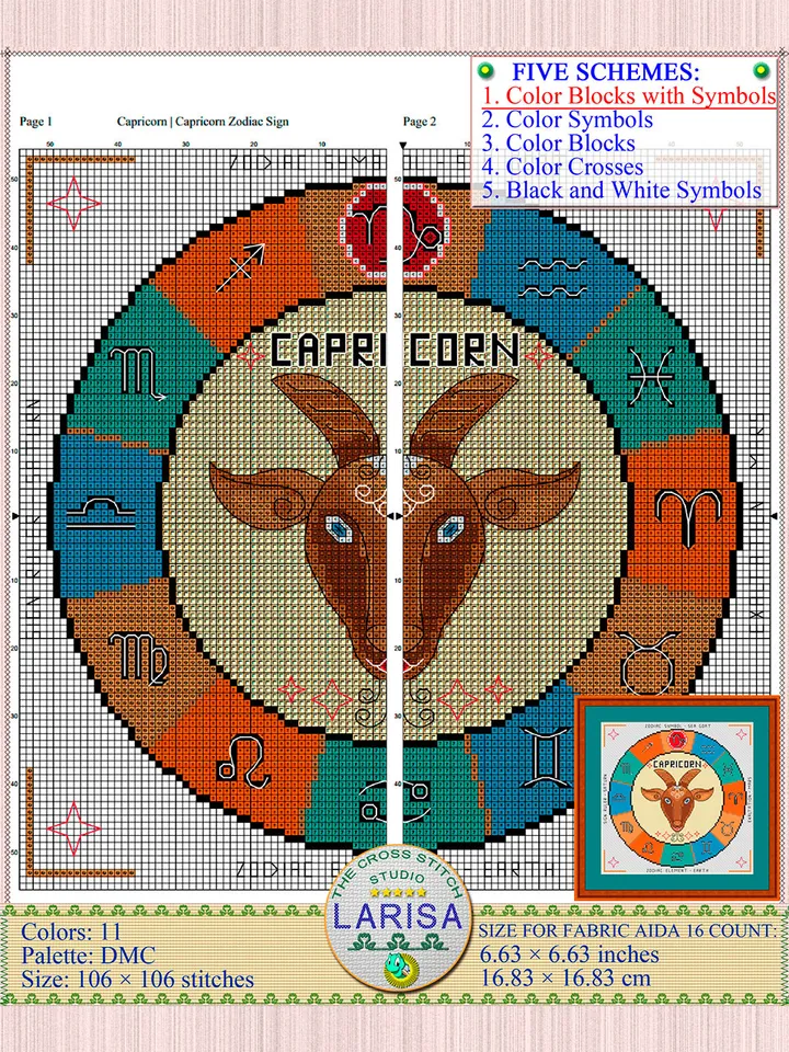 Capricorn Cross Stitch Pattern | Capricorn Zodiac Sign
