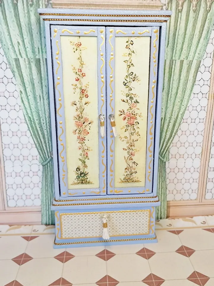 1:12 scale. Handmade wardrobe for a dollhouse.