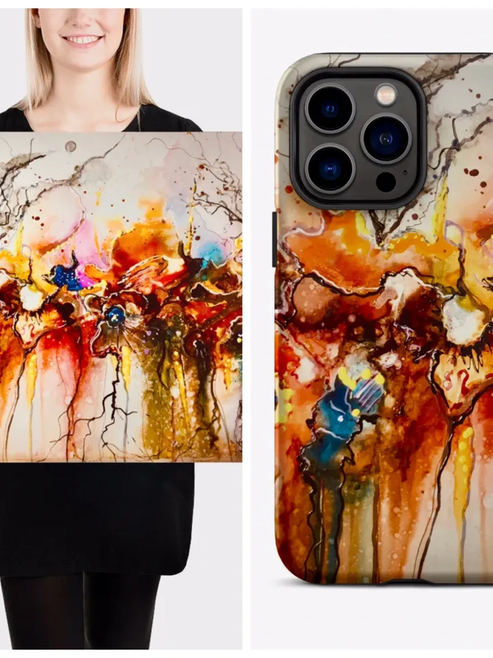 Photo paper poster from my original mix media artwork on yupo paper,colourful floral fantasy wall decoration,unique gift.
