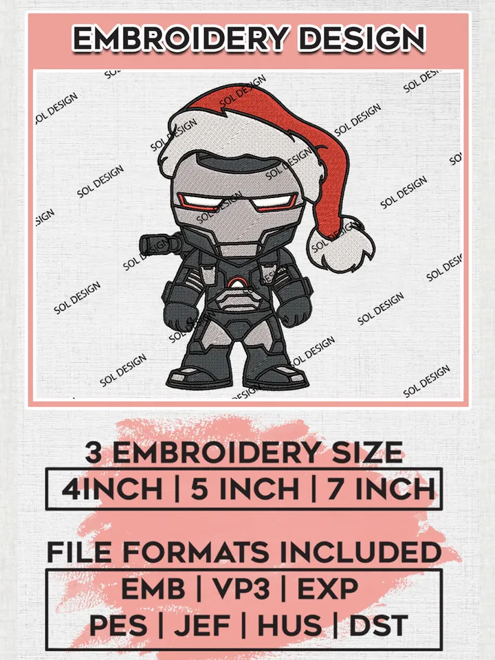 Baby Santa War Machine Christmas Embroidery Design Files, Marvel Christmas Machine Embroidery, Superhero Embroidery, 3 sizes, Cute Christmas Machine embroidery designs, Digital Download