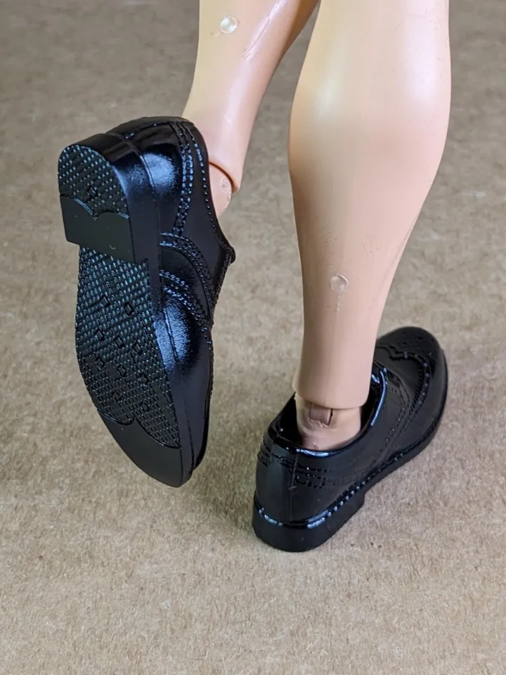 Oxford black lace-up shoes for 12-13 inch male dolls