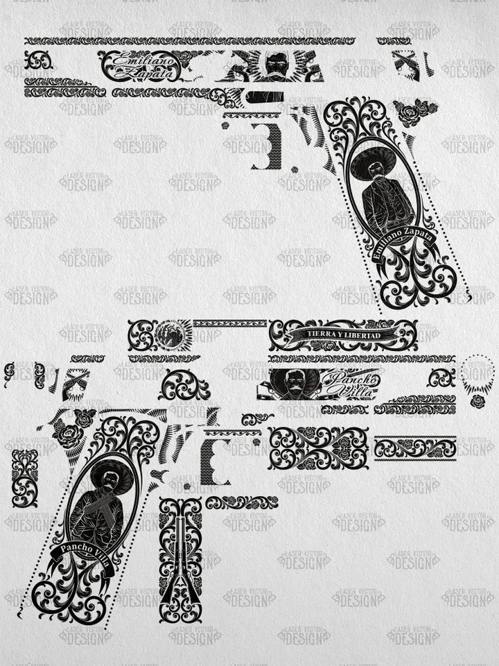 VECTOR DESIGN Kimber custom ll Emiliano Zapata and Pancho Villa