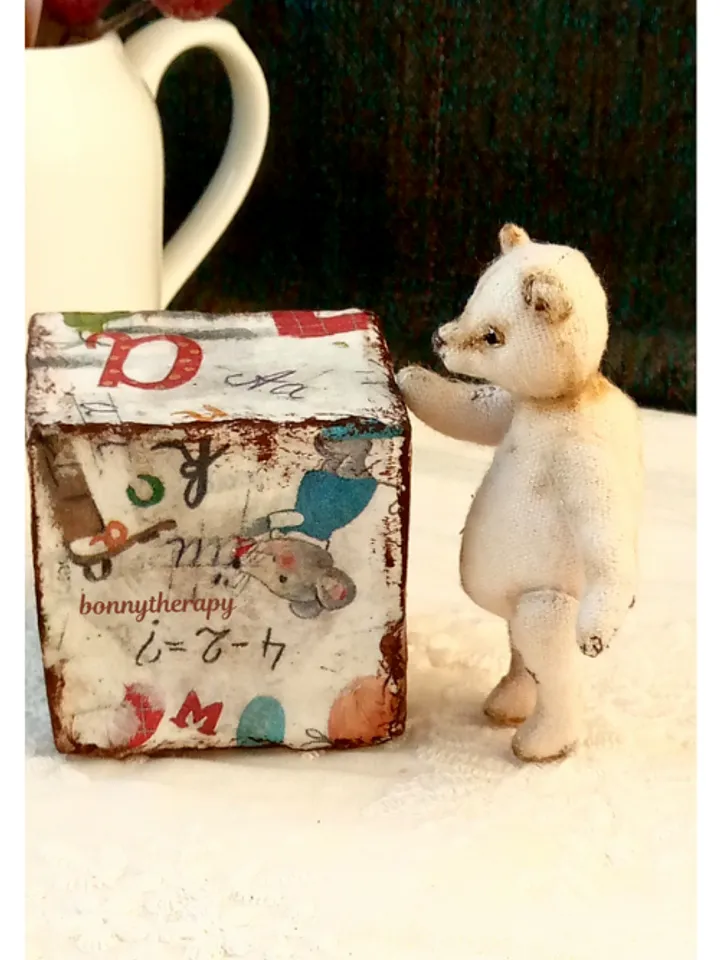 Miniature teddy bear 3.5 inches, tiny bear toy handmade.
