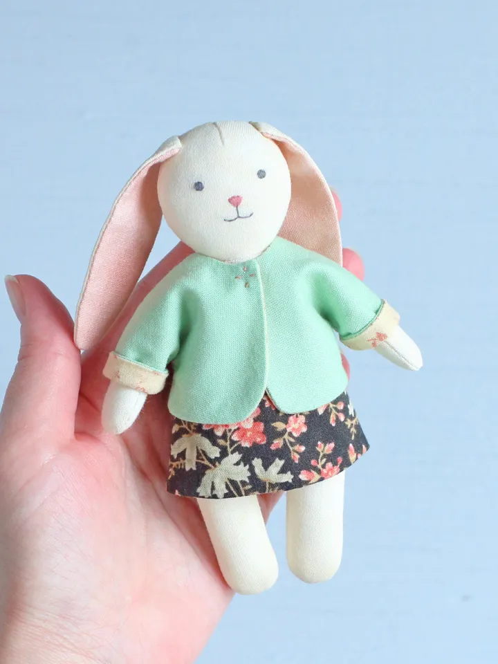 2 PDF Mini Bunny with Clothes and Basket Sewing Patterns Bundle