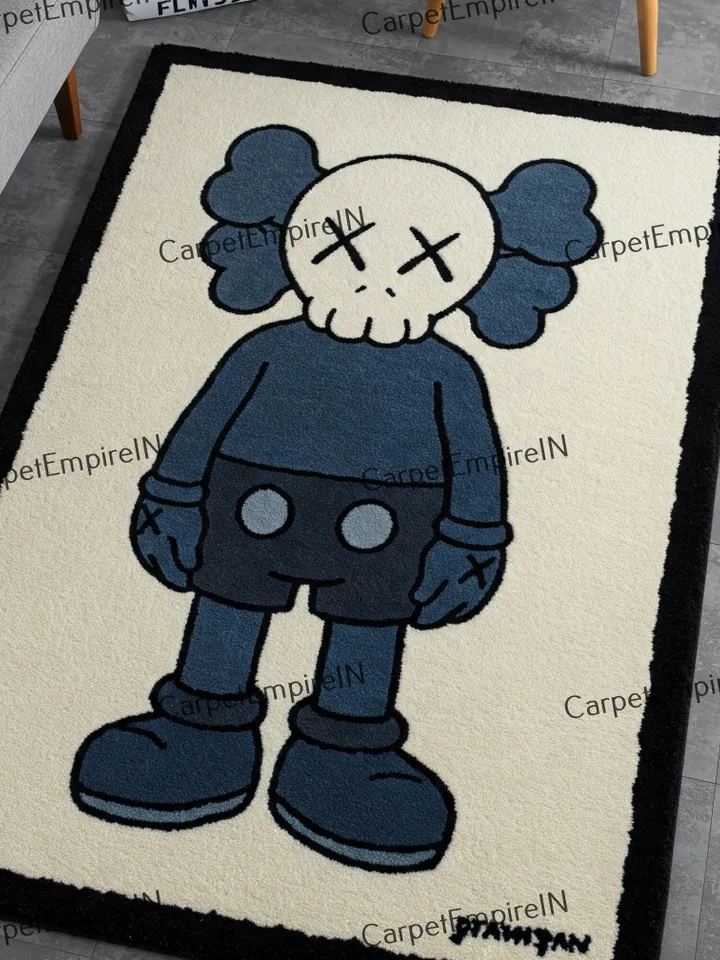Kaws rug—cartoon carpet, Kaws carpet, 2x3, 3x5, 4x6, 5x7, 6x9, Case rugs, cartoon carpets, dining room, hallway, cartoon rug, Kaws wall art.