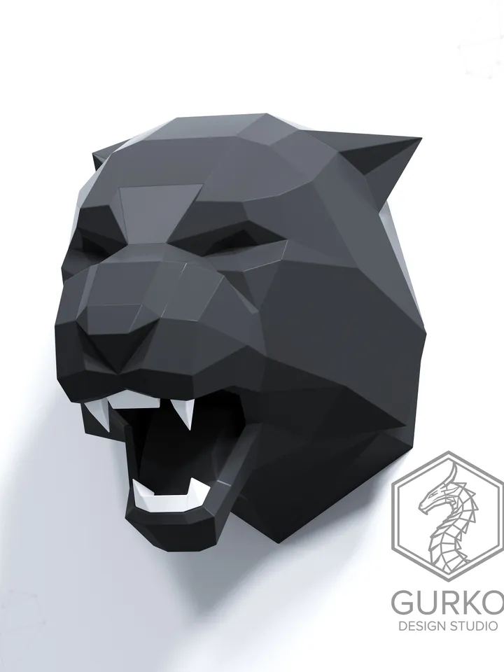 Tiger Head Metal Papercraft, DXF, PDF, Digital Template Download, Gurko, Pepakura, Welding Low Poly 3D Origami, DIY Metal Sculpture
