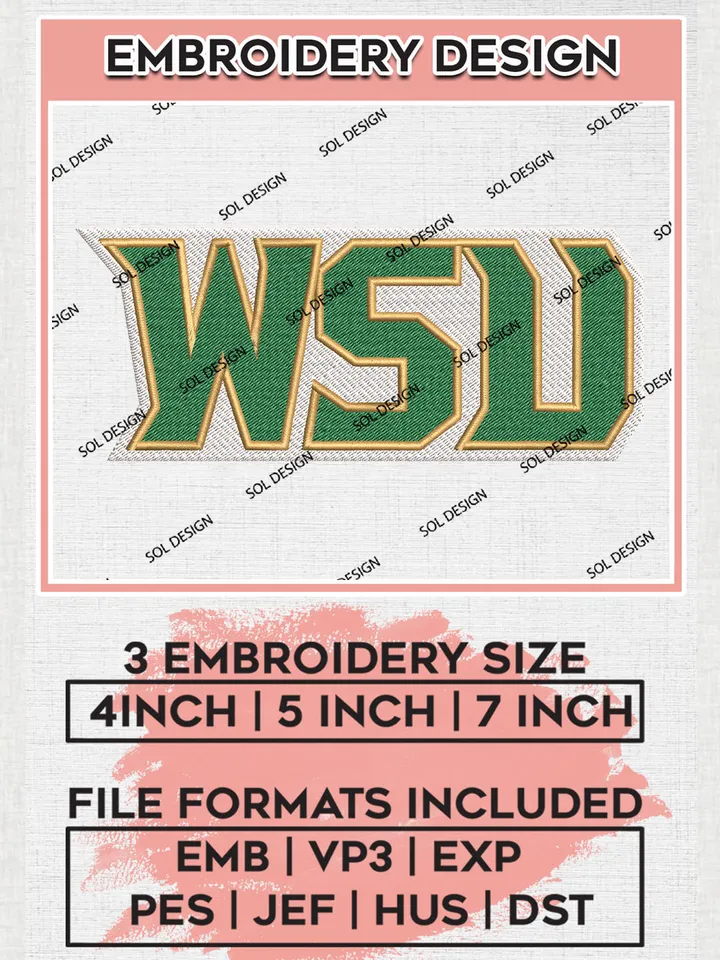 NCAA WSU Raiders Football Team Wordmark Logo Embroidery Design Files, NCAA Wright State Raiders Machine Embroidery, NCAA Teams, Game Day, 3 sizes, NCAA Machine embroidery designs, Digital Download