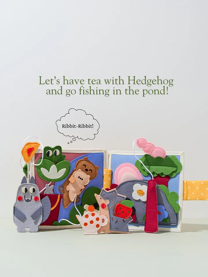 Quiet Book for Girls Age 1-3, Felt Activity Book with Forest Animals, Birthday Gift Toddler, Handmade Montessori Toy for Kids, Kinderkrama