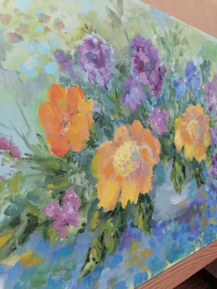 Painting Summer flowers. Flowers. Wall Art. Vase with Flowers. Summer