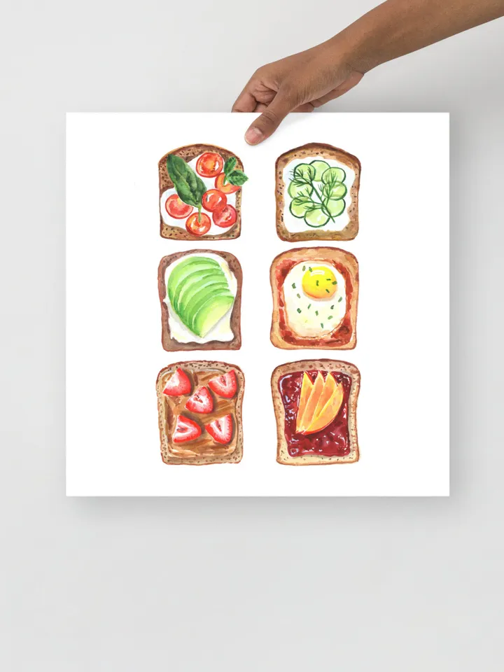 Food Poster Watercolor Painting Breakfast Art Print Kitchen Wall Decor Pop Food Art Avocado Toast Print Egg Wall Art Funny Gift Food Art