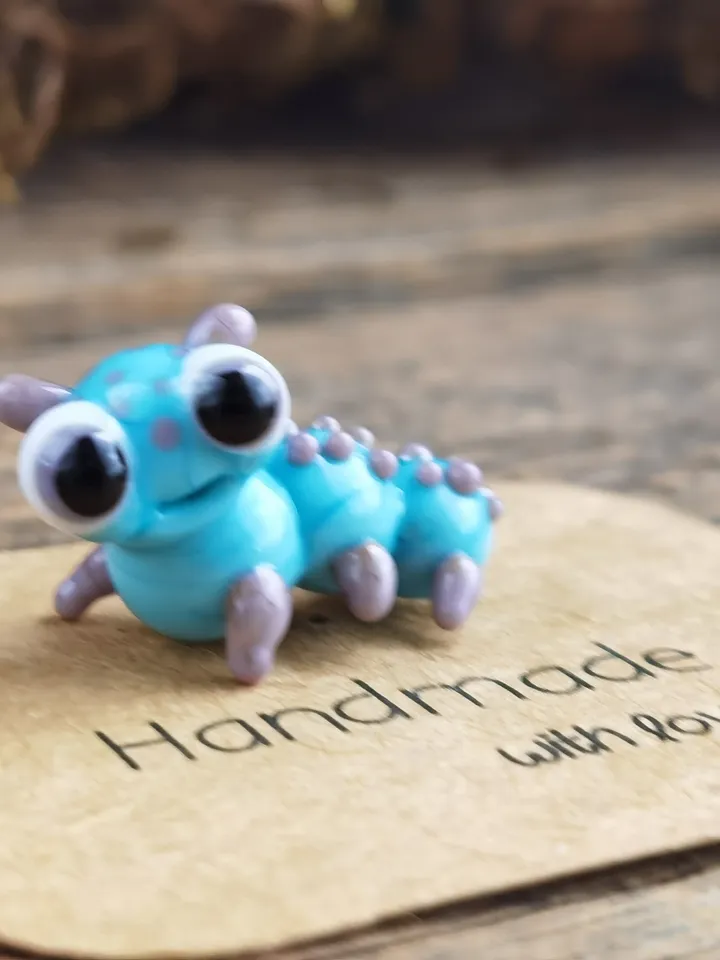 GLASS Caterpillar figurine Miniature caterpillar Glass figurines aquarium decoration miniature animals tiny glass animals terrarium figurine