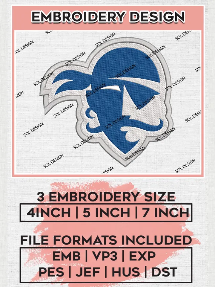 Seton Hall Pirates Mascot Logo Machine Embroidery Design, NCAA Seton Hall Pirates Embroidery Design Design files, NCAA Embroidery Designs, NCAA Machine Embroidery Designs, Digital Download