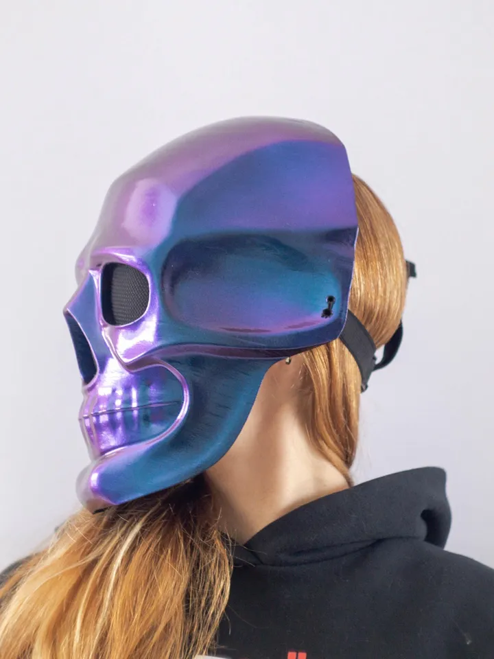 Human Skull Mask, Chameleon Skull Mask, Cosplay Mask, Horror Mask, Moriarty Mask for Halloween Photoshoot or Cosplay, chameleon color