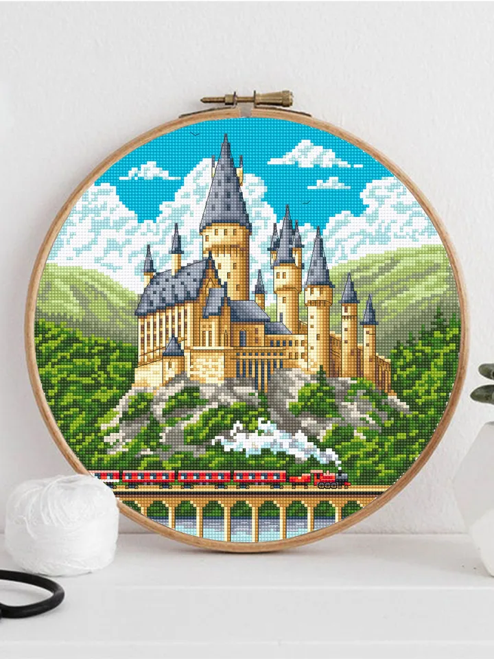 Wizard school cross stitch pattern PDF download Magic castle cross stitch chart, Magic kingdom pattern digital PDF, School of magic #C9