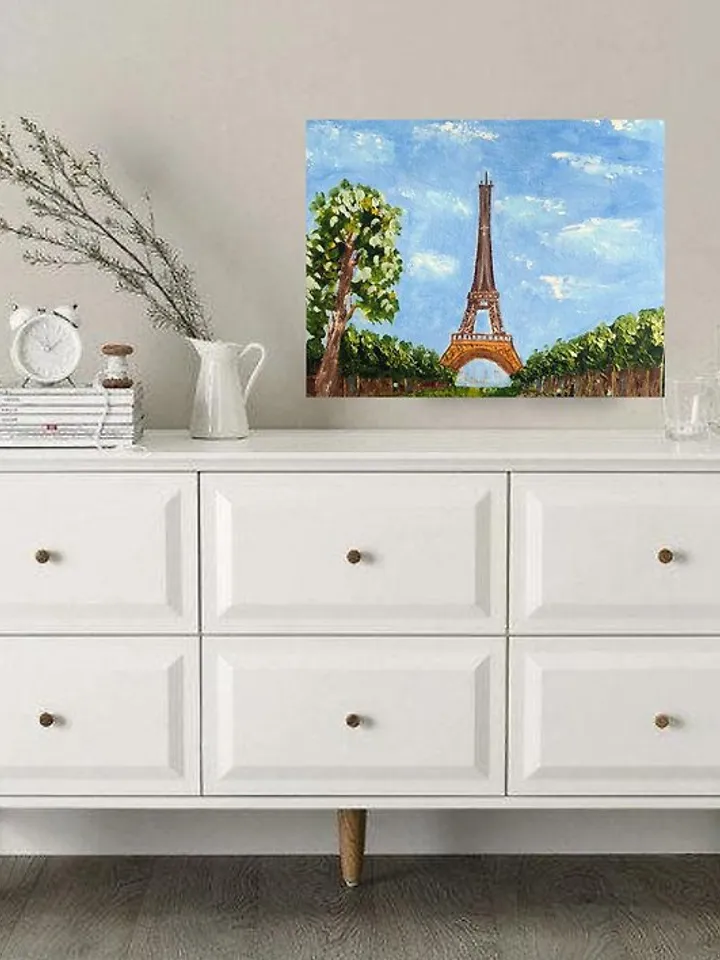 Cityscape Original oil painting Tower City Painting Eiffel Tower impasto art