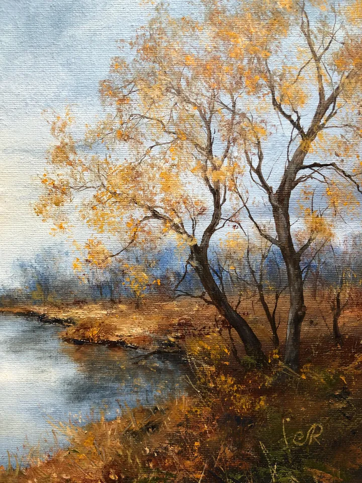 Landscape Original Oil Painting Autumn Wall Art Forest Artwork