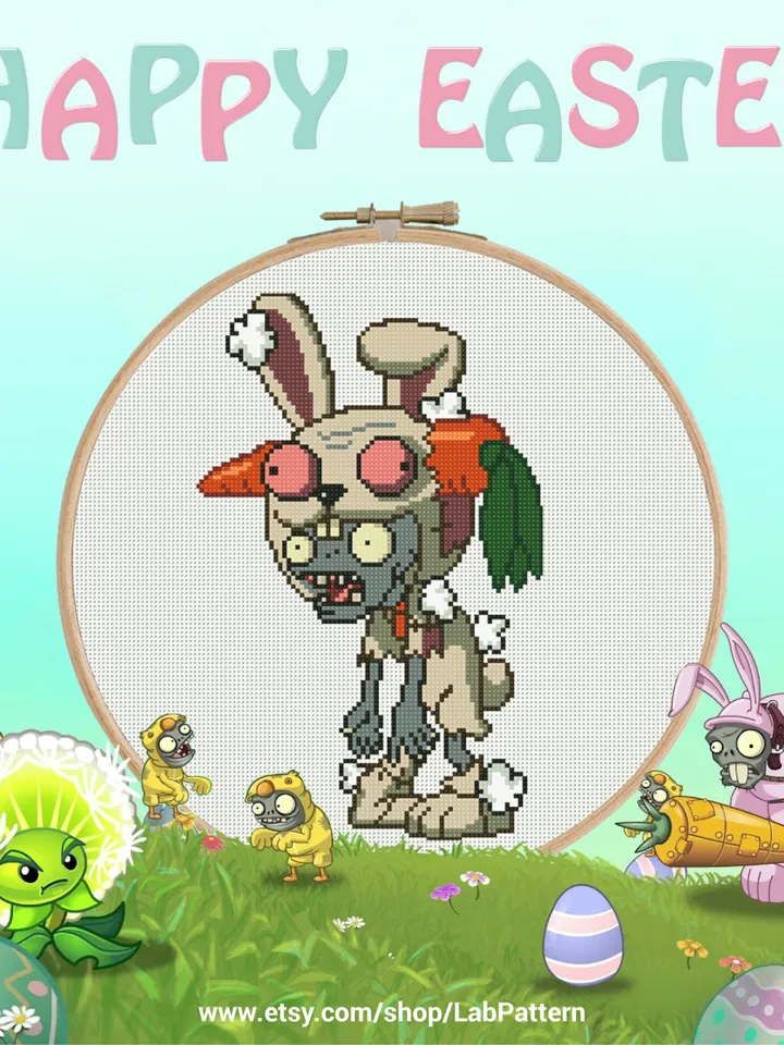 Zombie Bunny Cross stitch pattern | Embroidery Pattern | Instant Download | Embroidery Designs