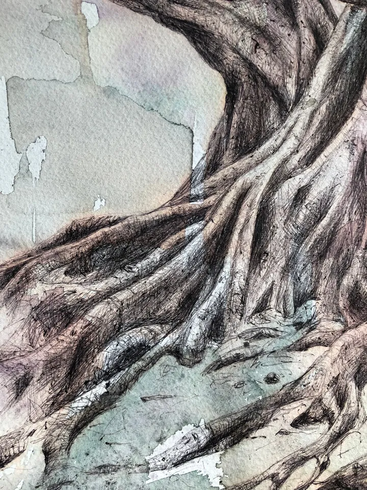 Original Watercolor Painting Tree Artwork Forest Painting