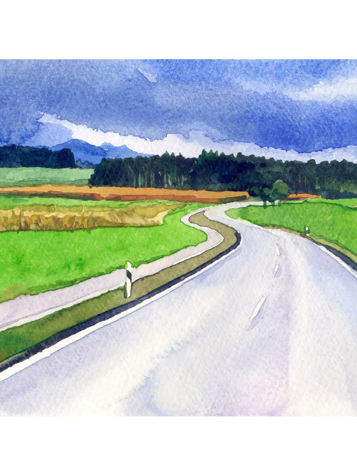 Highway Digital file for printing Large Poster Copy of the author's painting Summer landscape