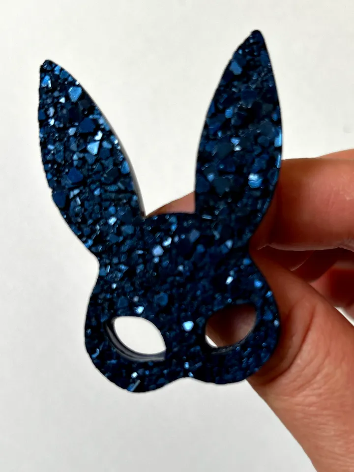Resin rabbit mask brooch, unique brooches, bunny brooch, large brooches, jewelry for a wedding bag.