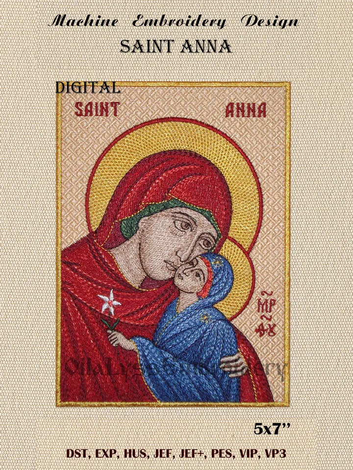Icon of Saint Anna machine embroidery design
