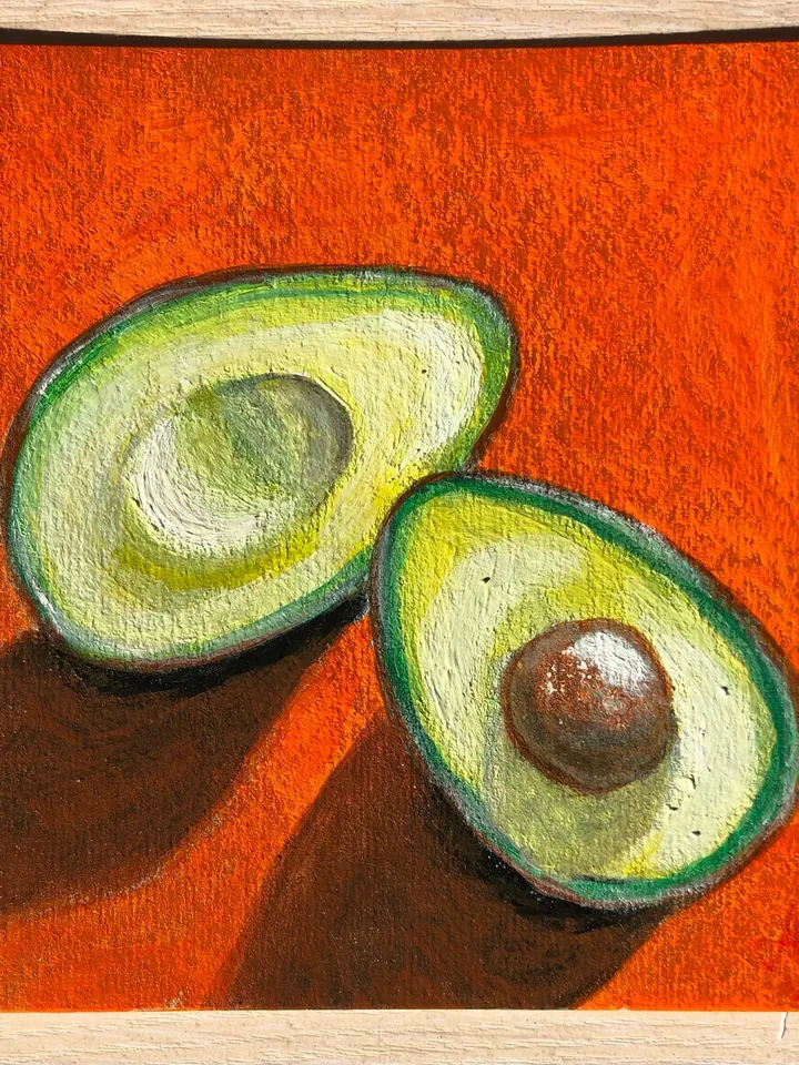 Original Acrylic Painting Avocado Still Life Mini Wall