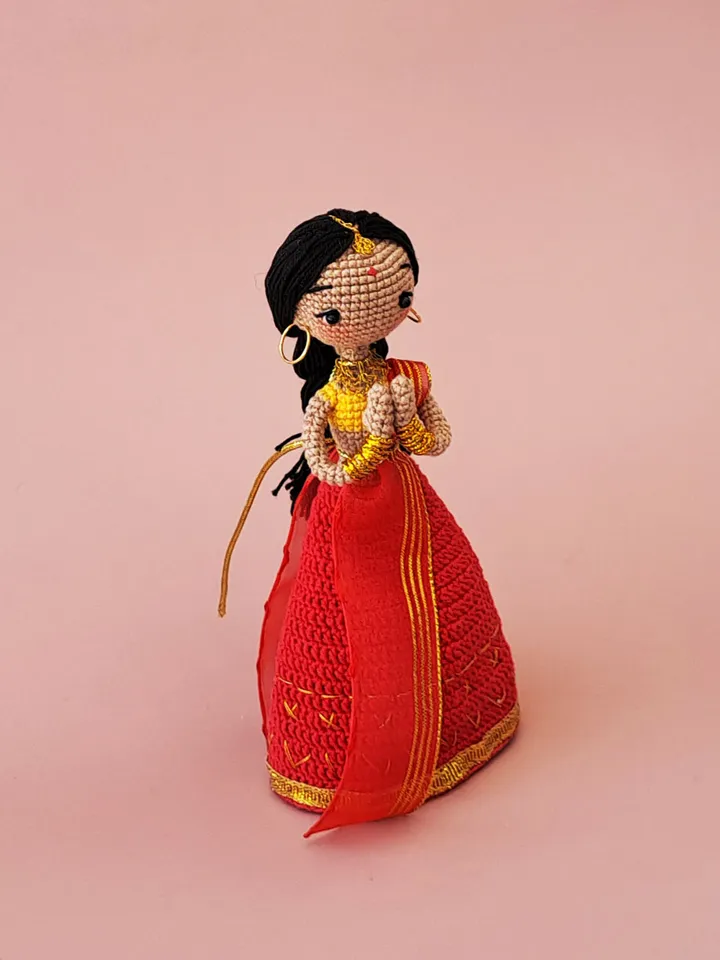 Crochet indian doll. indian handmade gift. amigurumi indian doll.