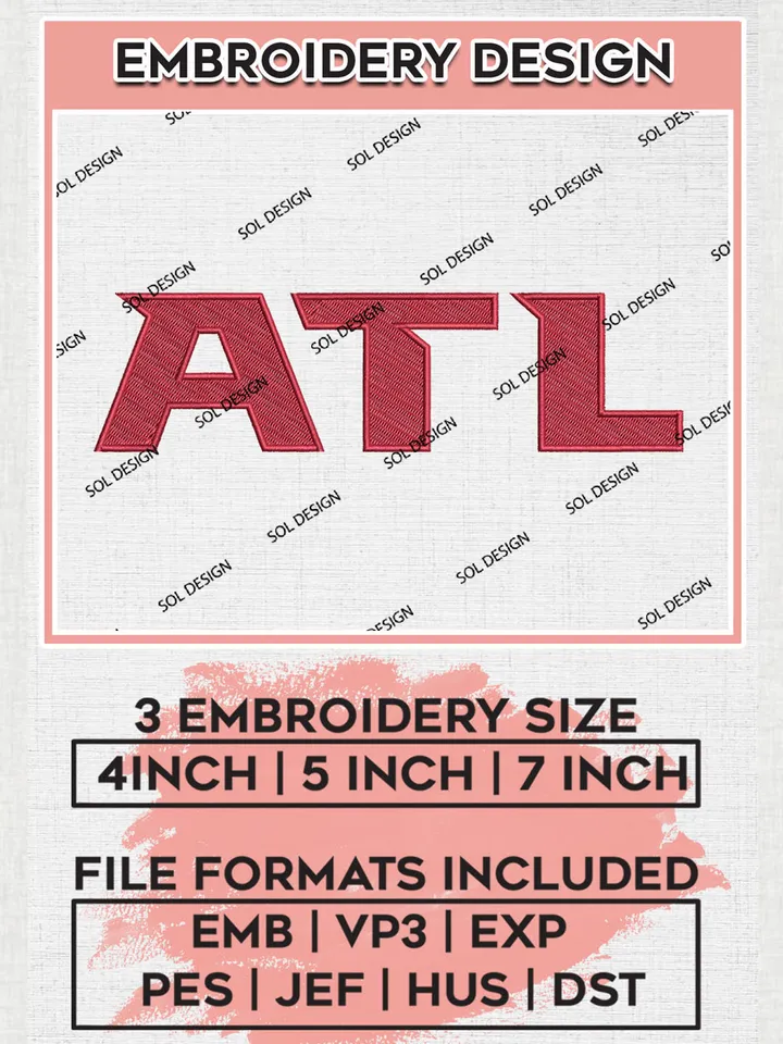NFL Atlanta Falcons Wordmark Logo Embroidery Design Files, NFL Falcons, NFL Embroidery Designs, NFL TAtlanta Falcons Machine Embroidery Design, Digital Download