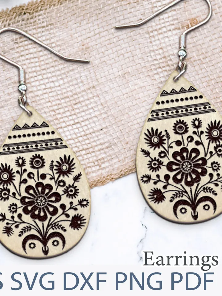 Flower Earrings Laser Cut. Boho Earrings Laser Cut.
