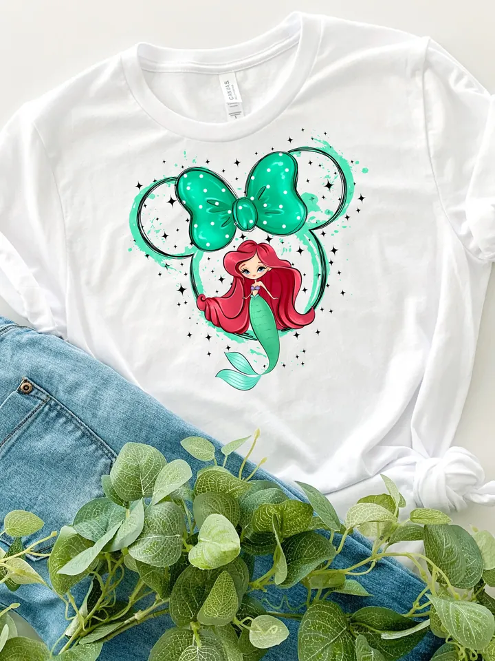 All princess png clipart, watercolor mermaid Ariel clipart, magic kingdom illustration, Princess T-shirt design, tshirt princess design