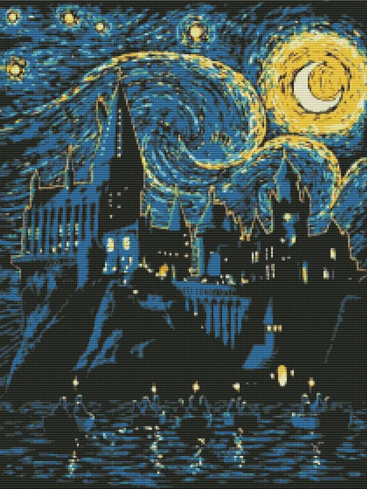 Hogwarts Cross Stitch Pattern / Harry Potter Cross Stitch Pattern / Starry Night PDF Cross Stitch Chart / Printable PDF