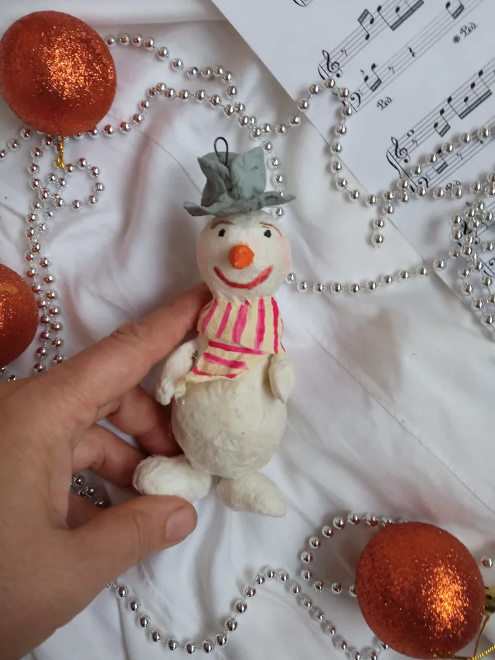 A couple of cool snowmen in hats. Handmade. Decorating the Christmas tree and New Year's decor house indoor Free shipping