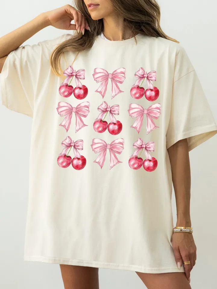 Cherry coquette bow png soft girl era aesthetic png Trendy Cherry png coquette shirt design retro mama png cherry bow png sublimation design