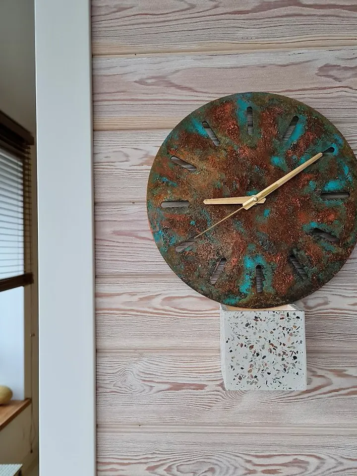 Retro wall clock Unique art rusty color wall clock Texture clock Silent clock