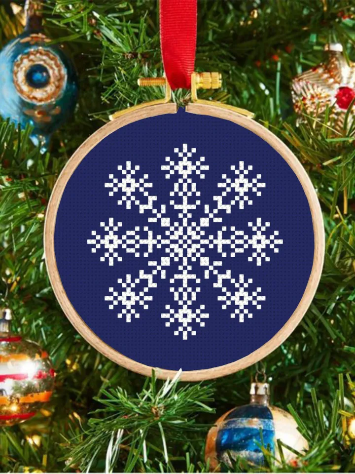 Snowflake cross stitch pattern download PDF Christmas snowflake ornament digital Christmas cross stitch chart Small winter embroidery #N2