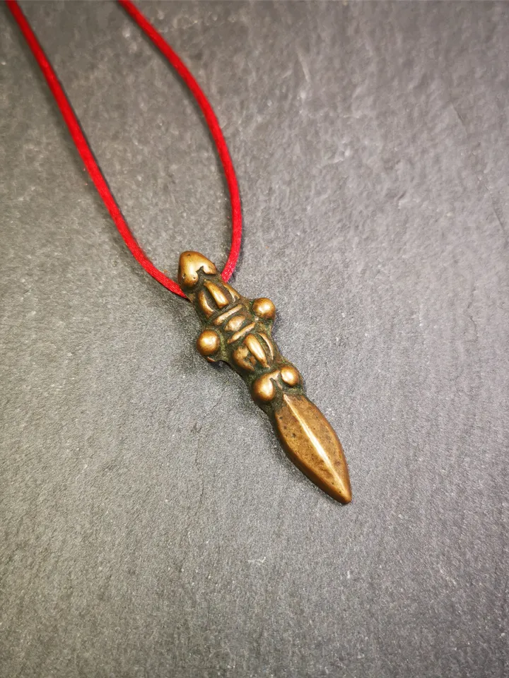 Gandhanra Vintage Tibetan Amulet ,Kila(Dorje Phurba) , Trantic Buddhism Ritual Implement Pendant,Made of Brass,1.7&quot;